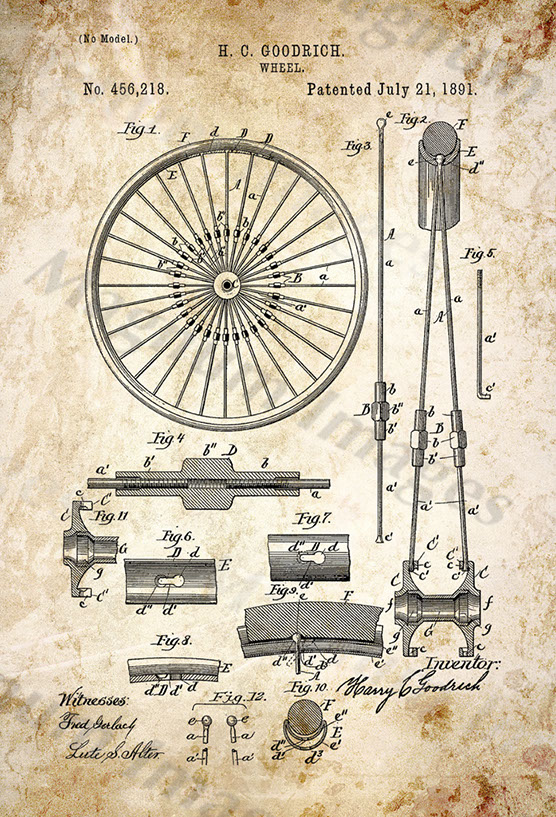 HC Goodrich-Bicycle Wheel 1891 US456218-Vin1