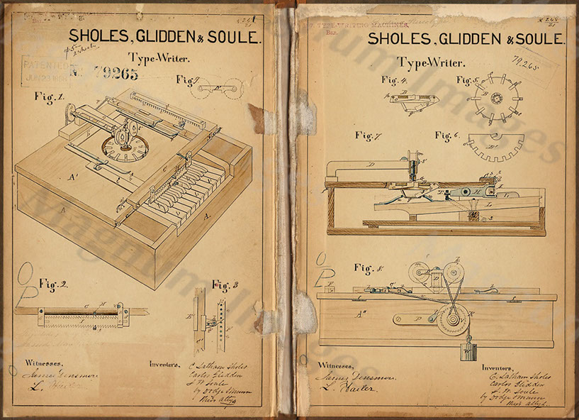 Sholes, Glidden & Soule-Typewriter 1868 US79265 Vin1